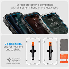 Spigen Tempered Glass Screen Protector [GlasTR EZ FIT] for iPhone 14 Pro / Pro Max Sensor Protection