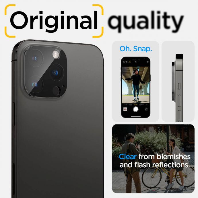 Spigen Optik Glas TR [2 Pack] Compatible for iPhone 14 Pro Max / iPhone 14 Pro Lens Protector