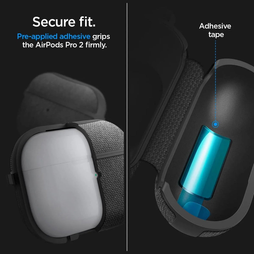 Spigen Urban Fit Designed for Airpods Pro 2 Case (2022), Premium Fabric with Keychain - Black