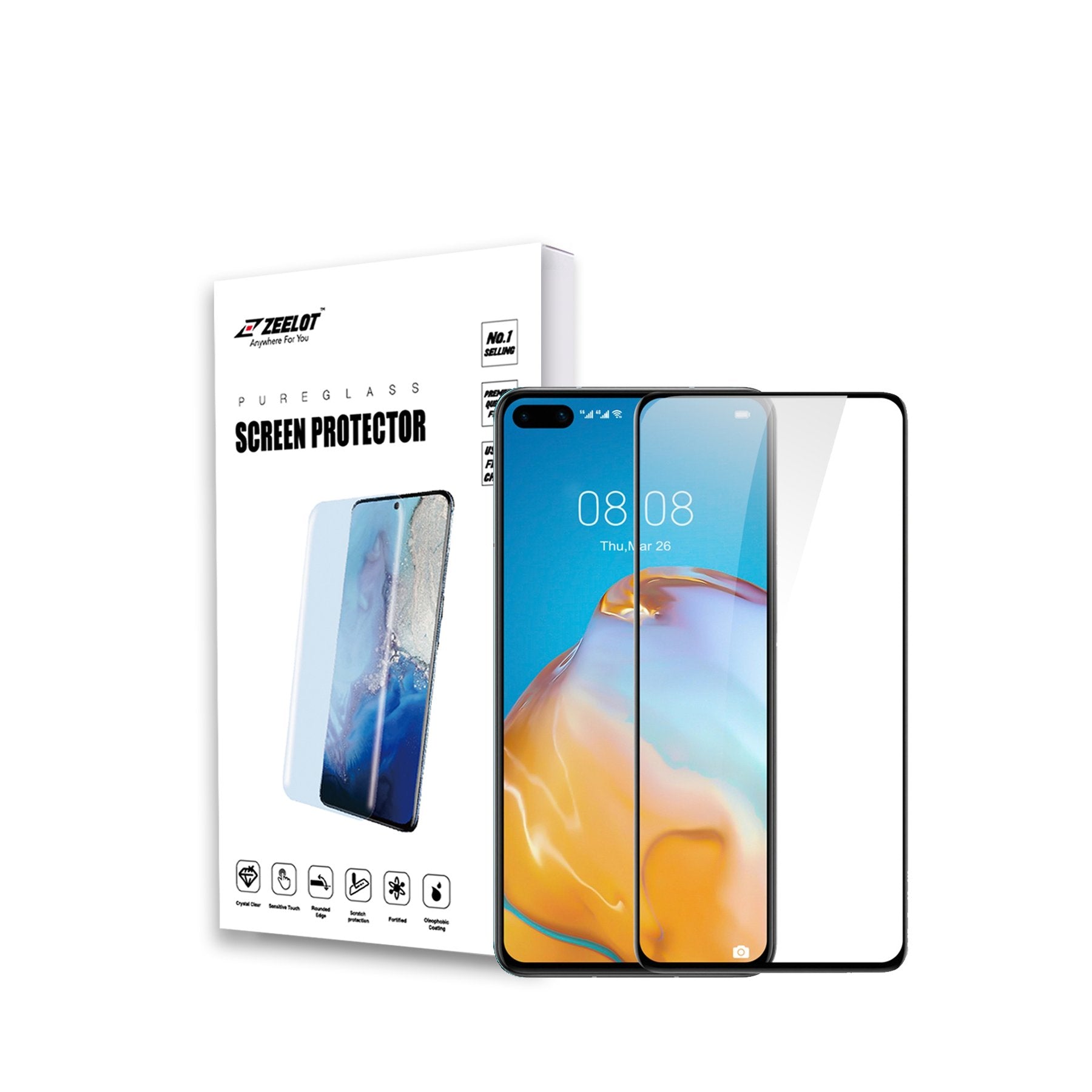 ZEELOT Huawei P40 PureGlass 2.5D Clear Tempered Glass Screen Protector