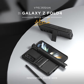 VRS Design Quick Stand Active S for Galaxy Z Fold 4 Case (2022), Premium [Multi Functional Hinge Protection - Pen Cover
