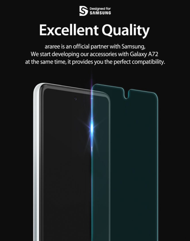 Araree Sub-Core Samsung Galaxy A72 Screen Protector Tempered Glass