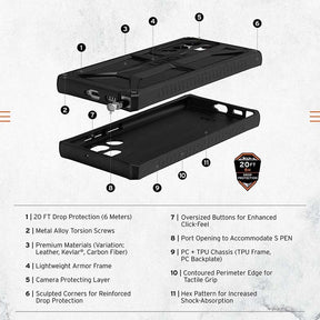 UAG Monarch Civilian Designed for Samsung Galaxy S22 Ultra Case Black Sleek Ultra-Thin Shock-Absorbent Protection