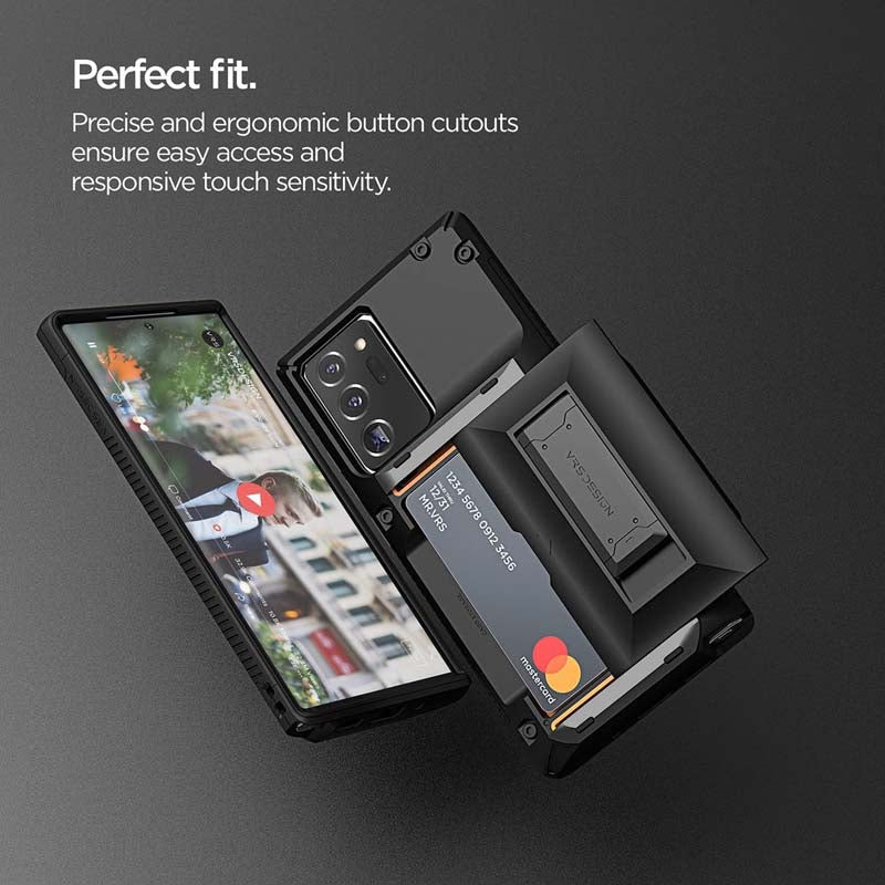 VRS DESIGN Damda Glide Hybrid for Galaxy Note 20 Ultra Case [4 Cards] [Semi Auto] Premium Sturdy Card Wallet Kickstand