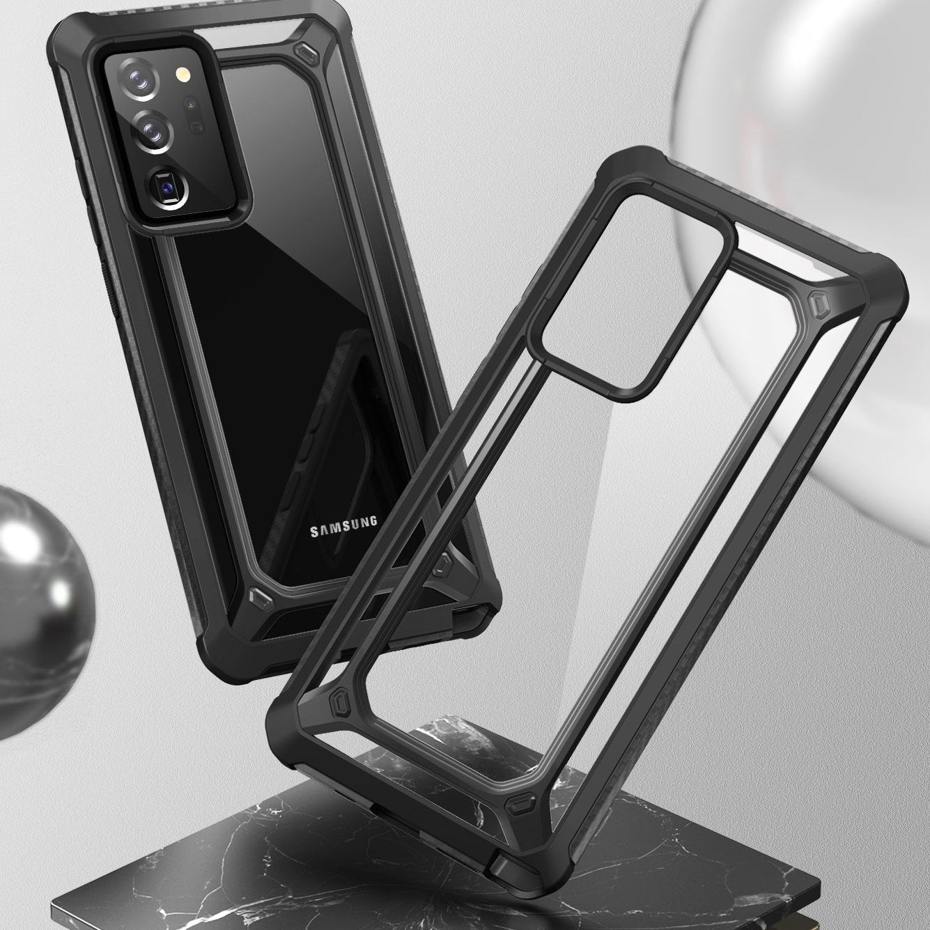 SUPCASE Unicorn Beetle EXO Galaxy Note 20 / Note 20 Ultra Premium Hybrid Protective Clear Bumper Case (Black)