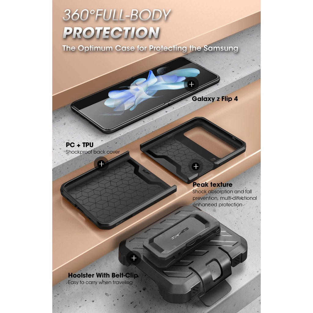 SUPCASE Unicorn Beetle Pro Samsung Galaxy Z Flip 4 5G (2022) Full-Body Dual Layer Rugged Protective Case with Holster