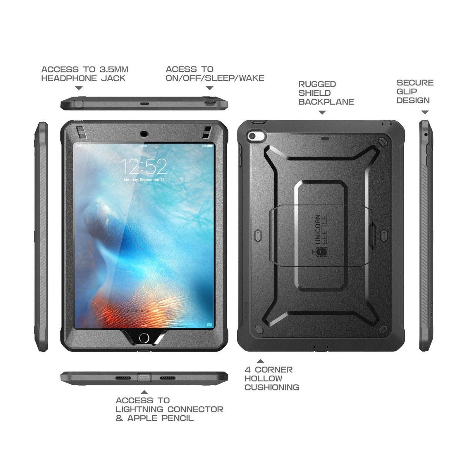 SUPCASE iPad Mini 5 / 4 Unicorn Beetle Pro Shockproof Rugged Case - Black