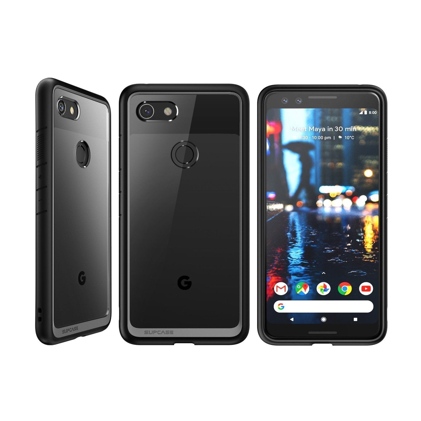 SUPCASE Google Pixel 3 Unicorn Beetle Style Protective Clear Case dengan TPU Bumper-Black