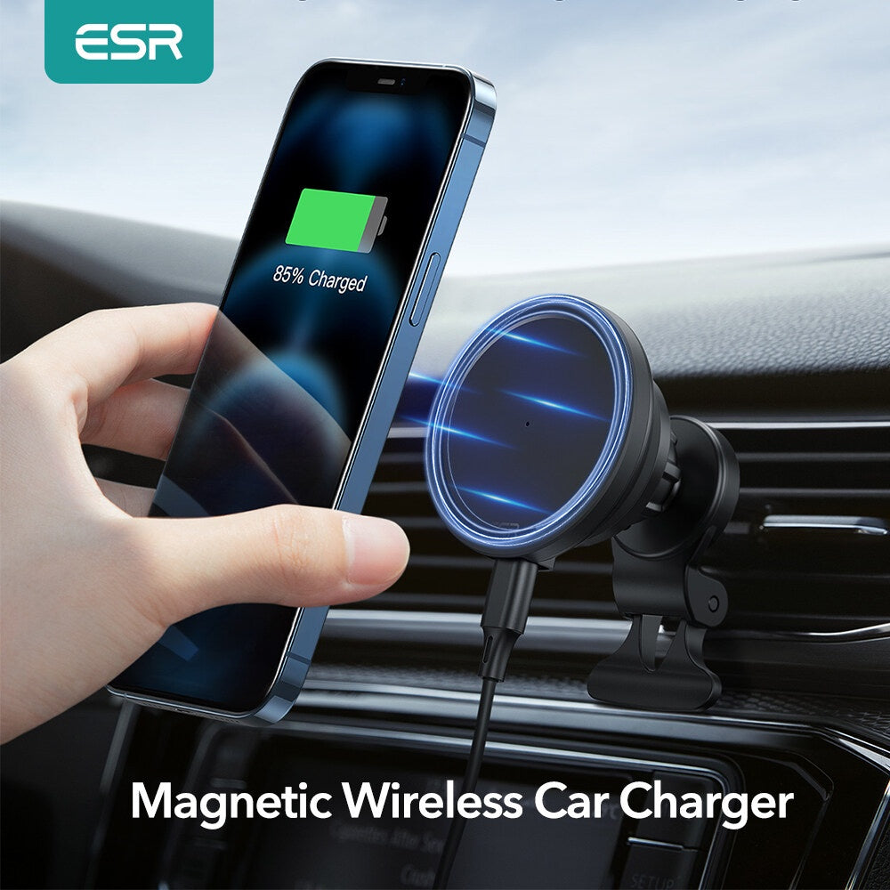 ESR Wireless Car Charger Detachable Magnetic Charging Pad Mode for iPhone 13 12 Pro Max Support for MagSafe