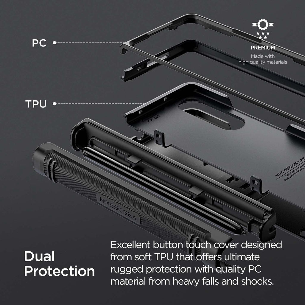 VRS Design Quick Stand Active S for Galaxy Z Fold 4 Case (2022), Premium [Multi Functional Hinge Protection - Pen Cover