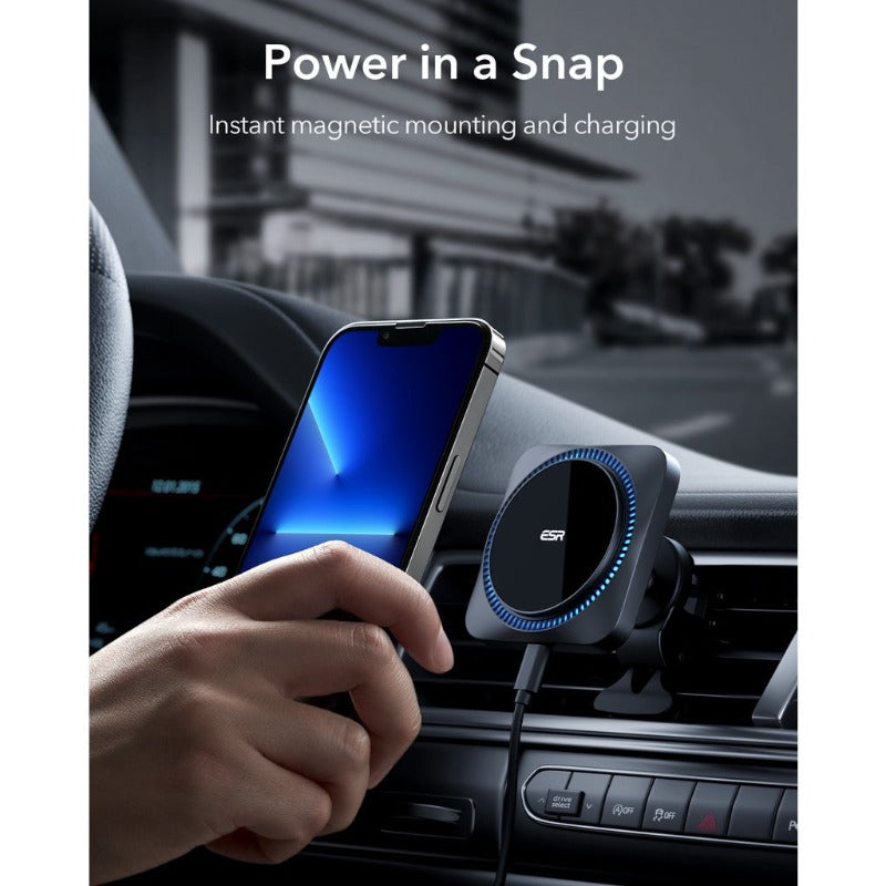ESR HaloLock™ Magnetic Wireless Car Charger Mount for iPhone 13 12 Pro Max Mini (Supports MagSafe)