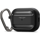 Spigen Rugged Armor Designed for Airpods Pro 2 Case (2022) Airpods Pro 2 Case Cover with Keychain - Matte Black