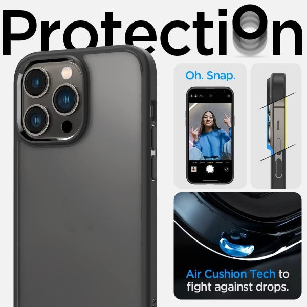 Spigen Ultra Hybrid [Anti-Yellowing Technology] Frost Black Case Compatible for iPhone 14 Pro Max
