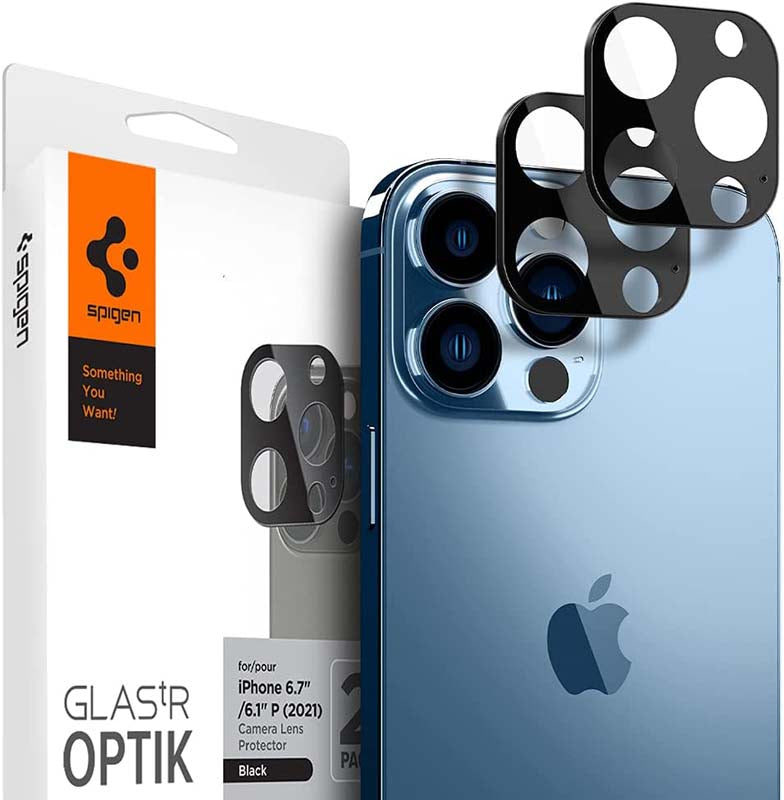 Spigen Glas.tR Optik iPhone 13 / Pro / Pro Max / Mini Camera Lens Screen Protector - Black [2 Pack]