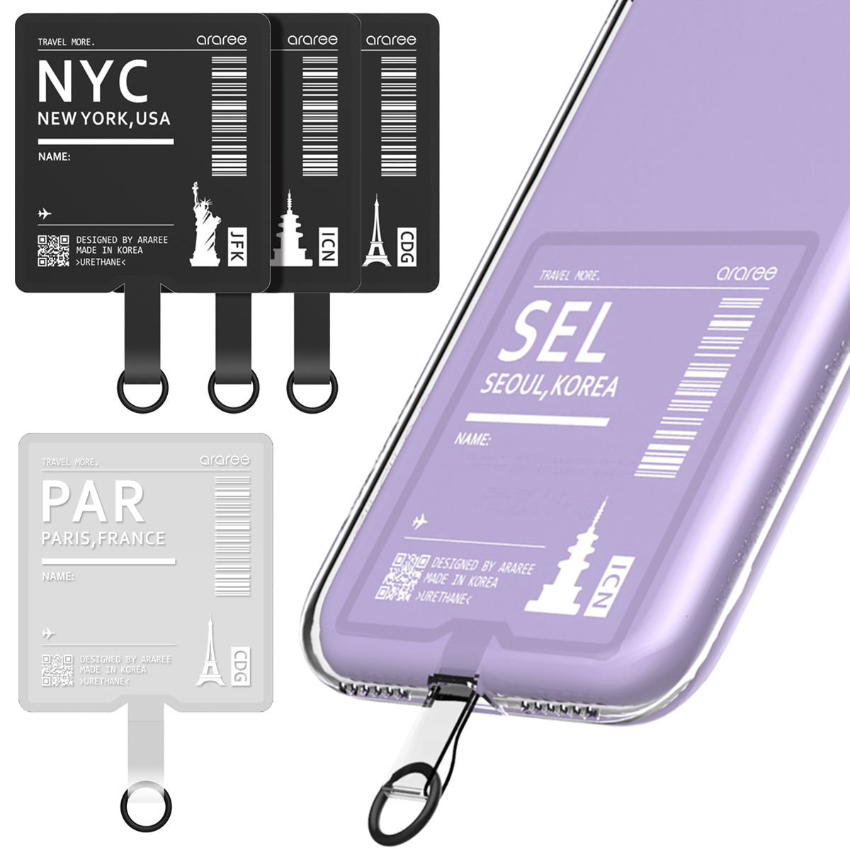 Araree TAG HOLDER External Strap Hole, Regardless of Smartphone Models, Strap Holder that Can Be Attached with External Strap Holes