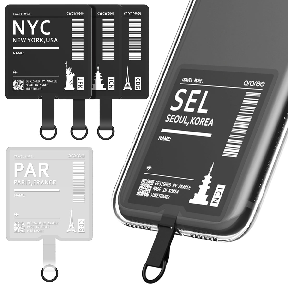 Araree TAG HOLDER External Strap Hole, Regardless of Smartphone Models, Strap Holder that Can Be Attached with External Strap Holes
