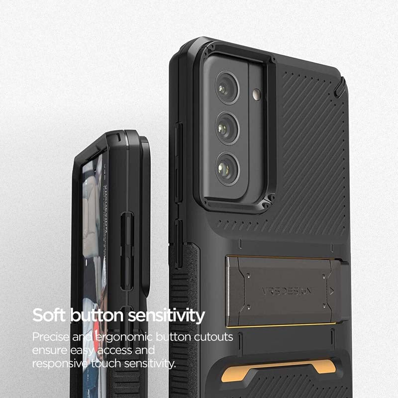 VRS DESIGN QuickStand Pro for Galaxy S21 FE 5G, Multi-Angle Kick Stand Case